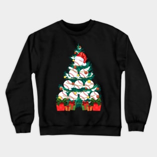 Baseball Lover Xmas Tree Lights Santa Baseball Christmas Crewneck Sweatshirt